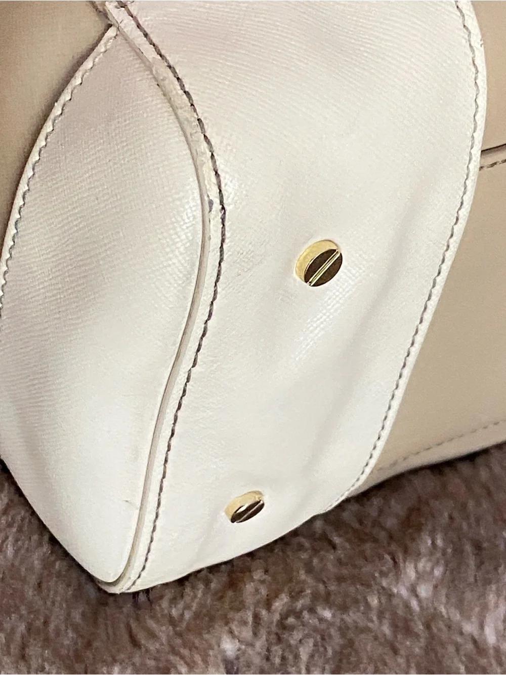 Tory Burch Taupe with Cream Trim Leather Satchel